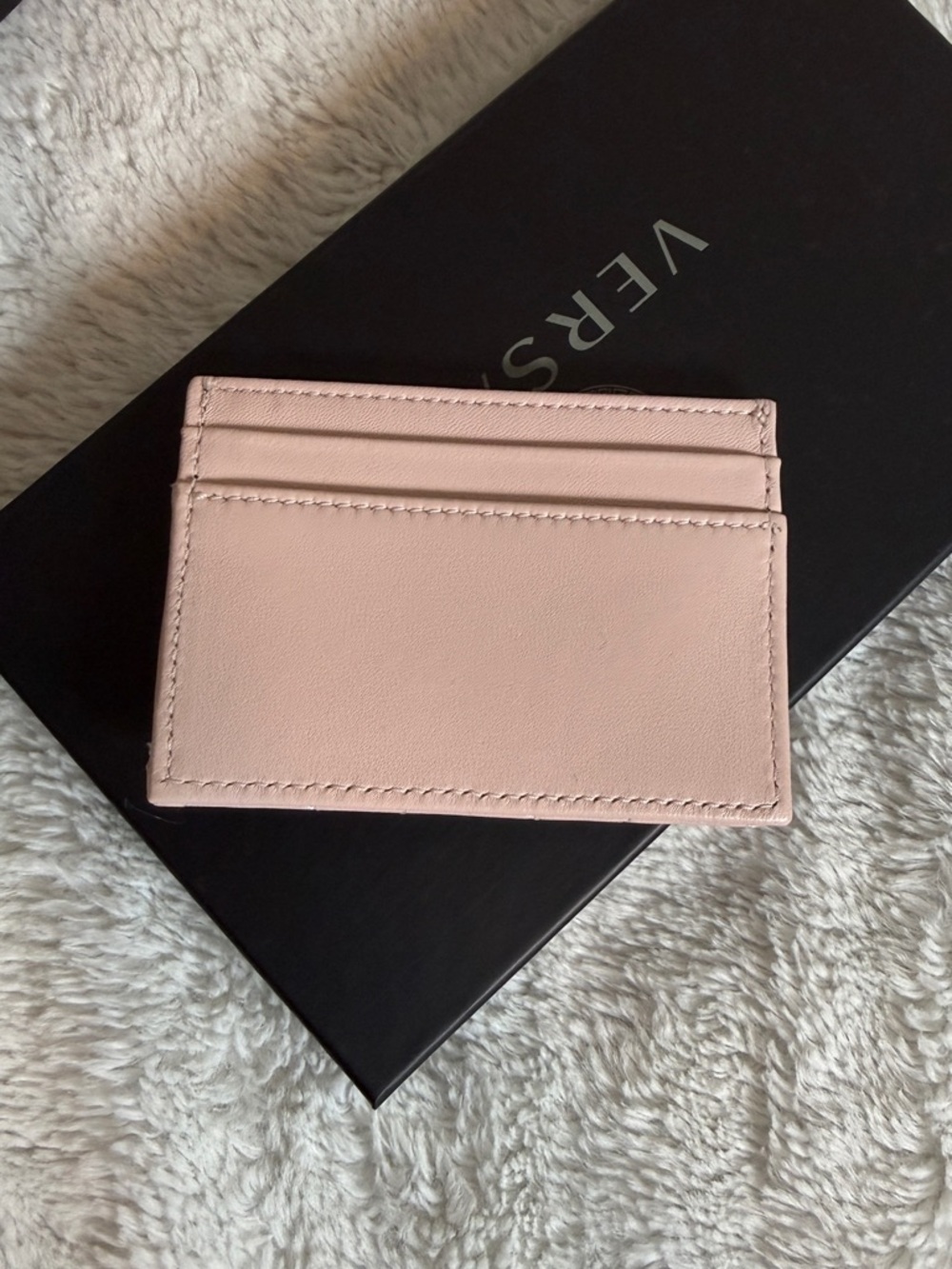 Versace Quilted Pink Leather Card Case with Gold Button - Picture 2 of 4